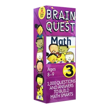 brainquest Мозговой квест Математика 3-го класса, Детские книги 7 8 9 10 лет, Карточки с вопросами и ответами, английский, 9780761141372