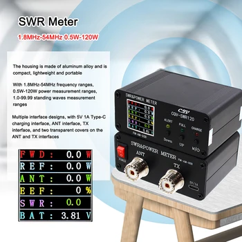 CQV-SWR120 120 Вт КСВ и Измеритель мощности стоячей волны FM-AM-SSB Функция сигнализации высокой стоячей волны 240 * 240 Полноцветный HD-дисплей