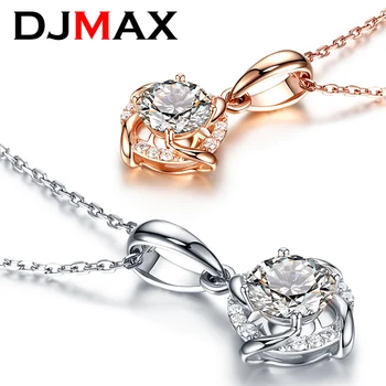 DJMAX 2023 Новый Кулон с бриллиантом из муассанита 1 карат для женщин, оригинальная цепочка из стерлингового серебра 925 пробы, Элегантная женская цепочка с бриллиантом на ключице