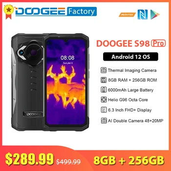 DOOGEE S98 Pro 8 ГБ 256 ГБ Тепловизионная Камера 6,3 дюйма FHD + Дисплей 6000 мАч 33 Вт Быстрая Зарядка Helio G96 Восьмиядерный NFC