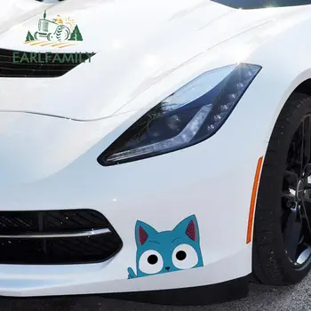 EARLFAMILY для 26 см x 18,8 см Fairy Tail Happy Cat Выглядывающие Автомобильные Наклейки Окно Мотоцикла Автомобиля Грузовика Виниловая Водонепроницаемая Наклейка