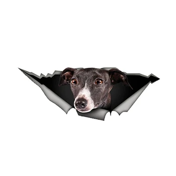 Etie 13 см x 4,9 см Забавная наклейка для автомобиля Greyhound, Рваная Металлическая Наклейка, Светоотражающие наклейки, Водонепроницаемая наклейка для 3D-стайлинга автомобилей, наклейка для домашних собак