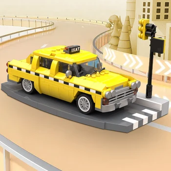 Gobricks MOC Cartoon Tax Car Checker Cab Номер строительного блока, Набор знаний, Транспортные средства, Обучающая Кирпичная модель, Детская Игрушка