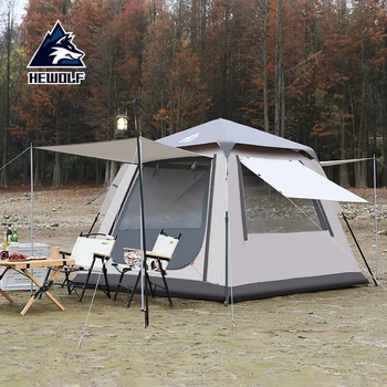 Hewolf Автоматическая палатка на 6-10 человек, Двухслойная водонепроницаемая походная палатка для кемпинга, Непромокаемые туристические палатки для большой семьи.