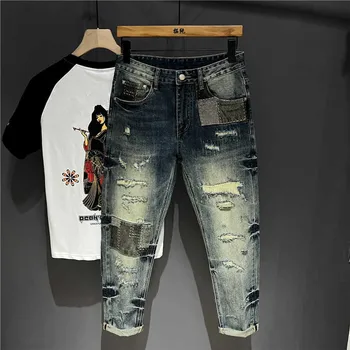 J04374 Модные Мужские джинсы 2023 Взлетно-посадочной полосы Роскошный известный бренд Европейский Дизайн стиль вечеринки Мужская Одежда