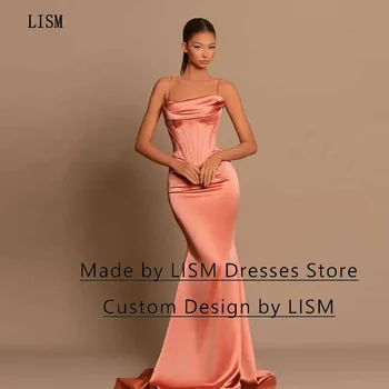 LISM, Коктейльные платья Русалки с вырезом лодочкой, на бретельках, без рукавов, Простая длина до пола, вечернее платье для вечеринки 2023