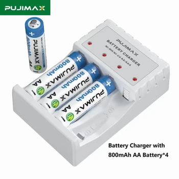 PUJIMAX Новый Комплект Зарядных Устройств Ni-MH 1.2 V AA для Аккумуляторных батарей емкостью 4 шт 800 мАч для Цифровой Камеры и Микрофона