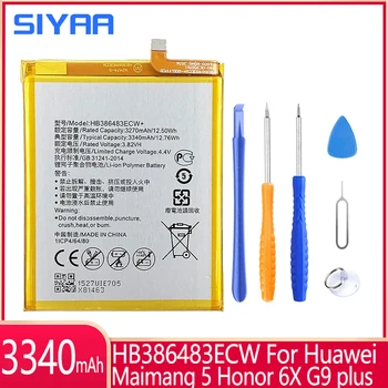 SIYAA HB386483ECW + Аккумулятор мобильного Телефона Для Huawei Maimang 5 Honor 6X G9 plus GR5 2017 MLA-AL00/AL10 3340mAh Bateria + Бесплатные Инструменты