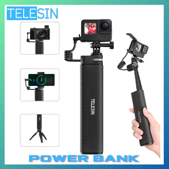 TELESIN Power Bank Selfie Stick 10000 мАч Перезаряжаемый с Зарядным Кабелем USB-C для Экшн-Камеры GoPro Insta360 Сотового Телефона