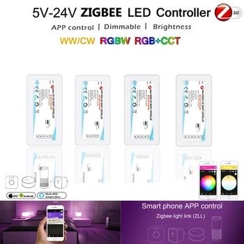 Tuya Zigbee Умный Светодиодный Контроллер RGB/RGBW/RGBCCT/CCT/Одноцветная Полоса 12V 24V Диммер для Alexa Google Home 2.4 G Беспроводной RC
