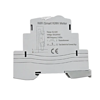 Tuya Однофазный WiFi Интеллектуальный Счетчик энергии 100A Din-рейка, Точное Измерение Вольтметра, Амперметр, Мощность ATMS1603