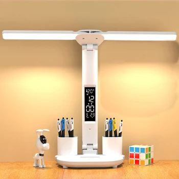 ZK40 Lampe De Bureau LED Multifonction Avec Calendrier, Veilleuse Tactile USB Avec Support De Stylo, Pour La Maison
