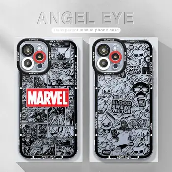 Ангельские Глазки Для iPhone 15 13 12 11 14 Pro Max 8 XS 7 Plus Mini X XR 12mini 13mini Funda Железный Человек Черная Пантера