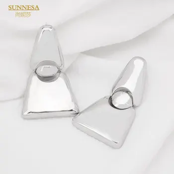 Африканские серьги SUNNESA серебристого цвета с 18-каратным позолотой, Дубайские ювелирные изделия, уникальные геометрические вращающиеся серьги-клипсы для дам