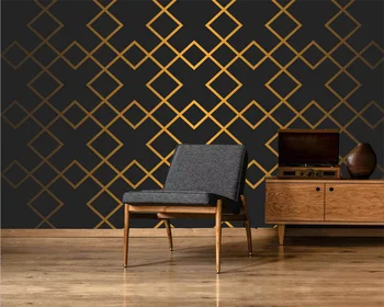 бейбехан бумага на заказ, современные минималистичные золотые абстрактные геометрические линии, фоновые обои для дивана