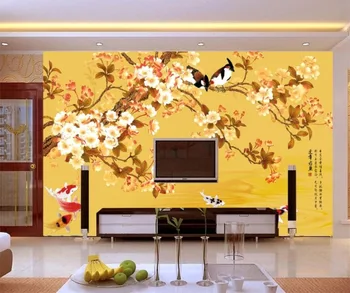бейбехан Пользовательские обои 3D крупномасштабные фрески мазки живописи цветы и птицы ТВ фон гостиная спальня 3d обои
