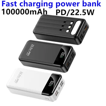 блок питания емкостью 100000 мАч с быстрой зарядкой pd мощностью 22,5 Вт powerbank портативное зарядное устройство poverbank для iphone 13pro xiaomi huawei