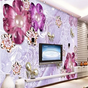 большие обои beibehang на заказ, роскошно-великолепный фиолетовый европейский цветок 3d, фоновая стена для телевизора в спальне