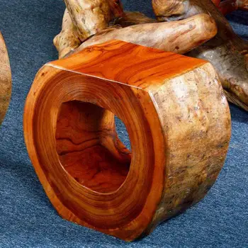Бревенчатый кол камфорная древесина пирс основание из пня сторона из цельного дерева несколько небольших табуретов корневые украшения резной деревянный пирс табурет