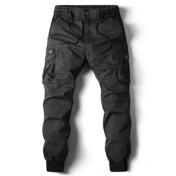 Брюки Мужские Повседневные брюки для бега трусцой, Хлопчатобумажная мужская уличная одежда в стиле милитари, мужские рабочие тактические спортивные брюки большого размера