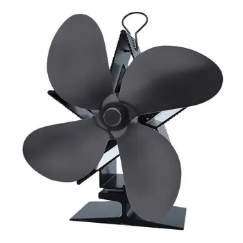 Вентилятор для камина, 4-лопастной вентилятор для эффективного отвода тепла, рассеивания горячего воздуха в помещении, мощный камин с дутьевой печью