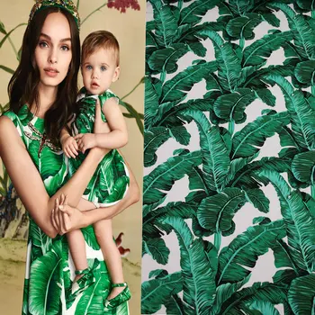 Весенне-осенняя хлопчатобумажная ткань DG, зеленый банановый лист, ткань из чистого хлопка, ткань для одежды с принтом, ткань для платья ручной работы.