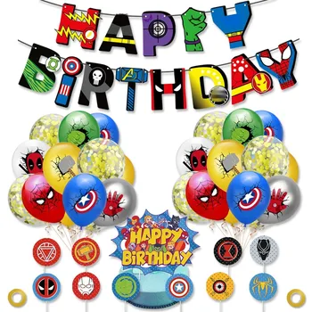Вечеринка Disney Avengers, детский день рождения, баннер с Халком, Человеком-пауком, вечеринка по случаю Дня рождения ребенка, тематическая вечеринка супергероев, сувениры для мальчиков.