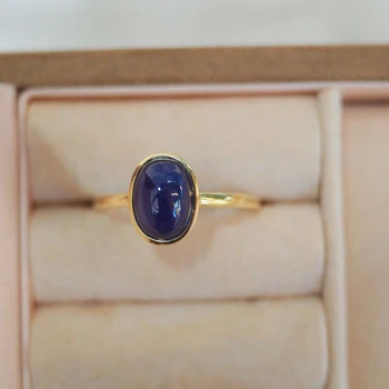Винтажный стиль серебряная инкрустация минималистичный овальный Морской Синий драгоценный камень кольца для женской креативной вечеринки Ювелирные изделия подарок регулируемый