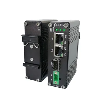 Волоконно-оптический медиаконвертер Mini Industrial с 1 портом 100/1000x SFP в 2 порта 10/100/1000t Ethernet медиаконвертер