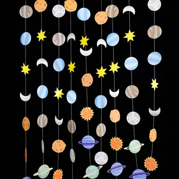 Вселенная Космос Планеты Звездное небо Вечерние Подвесные украшения Бумажные гирлянды Баннер Украшения для детского Дня рождения Baby Shower Boy