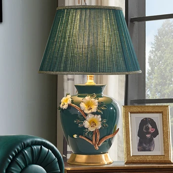 Высококачественная китайская керамическая настольная лампа, украшения, свадебная эмаль, европейская роскошь, американская гостиная, угловая прикроватная лампа для спальни