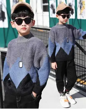 Высококачественный зимний свитер для мальчиков, детская одежда, свободный модный стиль для девочек, детская одежда, свитера из искусственной норки