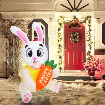 Высота 1,5 метра Счастливый Пасхальный фестиваль Кролик Надувной светодиодный светящийся праздничный реквизит своими руками фонарь Художественный декор двора