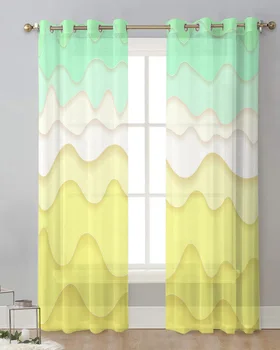 Градиентная геометрия, свежий летний абстрактный занавес, тюлевые занавески для гостиной, кухонные шторы для оформления окон, вуалевые занавески