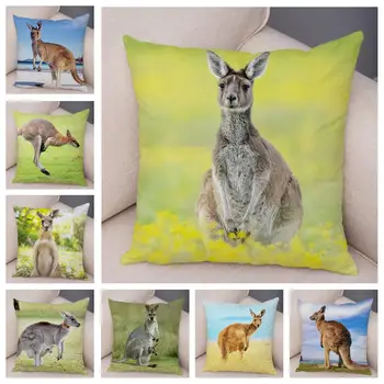 декоративная наволочка с изображением диких животных 45x45 см, наволочка с рисунком австралийского Кенгуру, чехол для подушки