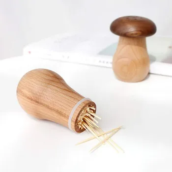 Деревянный держатель для зубочисток Деревянная коробка-ведро для капсул Держатель для зубочисток Игольница ручной работы в форме гриба Коробка для хранения