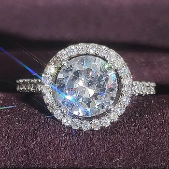Дизайнерское кольцо Halo из чистого серебра Желто-розового цвета для женщин, свадьба, Помолвка, Подарки на палец Zironia, Классические Персонализированные R210b