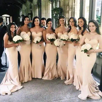 Длинные платья подружек невесты больших размеров 2022 без бретелек Дешевые платья для горничной невесты длиной до пола Свадебные платья для гостей