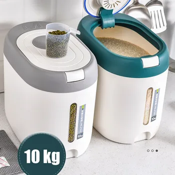 Дозатор хлопьев весом 10 кг Влагостойкий Герметичный Контейнер для хранения риса, Дозирующий Пищевой контейнер для муки и сахара с автоматическим откидыванием крышки