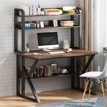 Домашний компьютерный стол с полкой, простая минималистичная спальня, книжная полка, письменный стол, встроенный рабочий стол