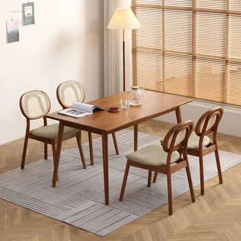 Европейские обеденные столы из массива дерева, Домашняя мебель, Обеденный стол для маленькой квартиры, Сочетание стульев, Простые Современные столы для гостиной