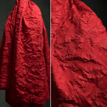 Жаккардовая ткань с тиснением в виде красного круга, эластичная одежда, Брюки, платья, куртки, сумки, Ткань оптом по метру