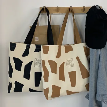Женская повседневная сумка-тоут, высококачественная женская холщовая сумка через плечо, хлопковая Эко-сумка многоразового использования, складывающаяся пляжная сумка для покупок