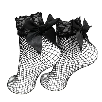 Женские кружевные носки, черные открытые сетчатые носки, чулочно-носочные изделия, модная повседневная уличная одежда, Милые прозрачные носки в сеточку для женщин.