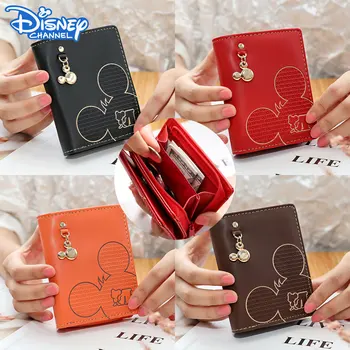 Женский кошелек Disney Mickey из искусственной кожи, модный милый кошелек, дизайнерский кошелек для монет, милый держатель для кредитных карт, подарки для студентов, короткие кошельки