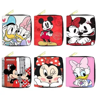 Женский кошелек с Микки и Минни Дейзи, аниме-кошельки Disney из искусственной кожи, сумки унисекс, мини-портмоне на молнии, подарок для девочки на День рождения