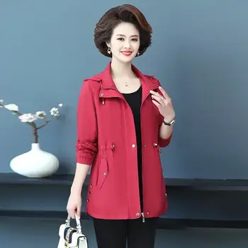 Женщины 2023, Новая Весенне-осенняя винтажная Корейская куртка с капюшоном с длинным рукавом, женская мода, Повседневные Свободные Однотонные куртки, Верхняя одежда X109