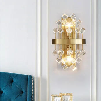 Золотой Современный светодиодный настенный светильник для спальни, прикроватной тумбочки, прохода, коридора, Простой настенный светильник, Дизайнерские стеклянные бра с роскошным покрытием