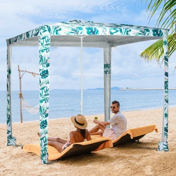 Зонт Green Quick Beach Cabana с навесом, 8-дюймовое Простое в сборке укрытие от солнца с мешками с песком и сумкой для переноски, Cool UV50 +