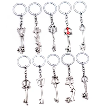 Игра Kingdom Hearts Брелок для ключей Sora Key Keyblade Брелок для ключей Мужские Брелки Аксессуары Брелок для ключей Подвеска llaveros